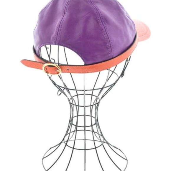Gucci Cap Leather Cotton Purple Orange